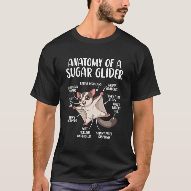 Anatomy of A Sugar Glider Funny Cute Sugar Glider  T-Shirt (Vorderseite)