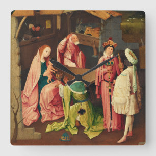 Anbetung der Könige von Hieronymus Bosch Quadratische Wanduhr