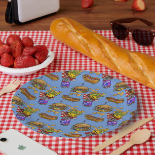 Anbetungswürdige Burger und Hot Dogs Pappteller