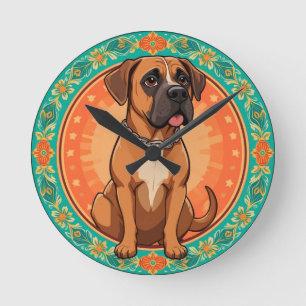 Anbetungswürdige Cartoon-Hund-Illustration Runde Wanduhr