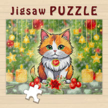 Anbetungswürdige Cartoon-Katze Winter-Weihnachtsst