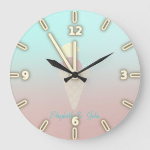 Anbetungswürdige coole Eistüten - Personalisiert Große Wanduhr