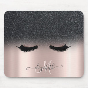 Anbetungswürdige falsche Wimpern schwarzes Glitter Mousepad