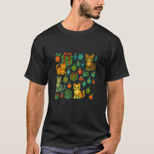 Anbetungswürdige Kätzchen Weihnachtsmuster mit Fes T-Shirt