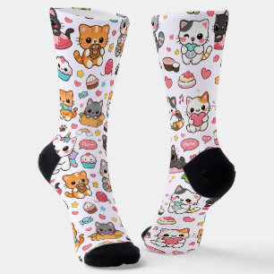 Anbetungswürdige Kawaii-Kätzchen für Katzenliebhab Socken