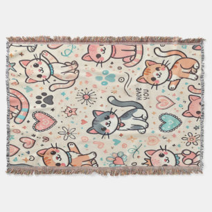 Anbetungswürdige Kawaii-Katzen-Wurfdecke – Gemütli Decke