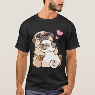 Anbetungswürdige Kawaii-Mops-Welpen teilen eine wa T-Shirt