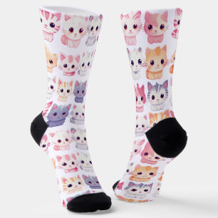 Anbetungswürdige Kawaii Pastell Chibi Kätzchen Mus Socken