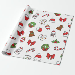 Anbetungswürdige Kawaii Weihnachtsferien-Muster-Ge Geschenkpapier