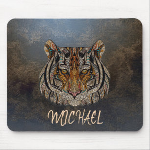 Anbetungswürdige Lippen, Tigergesicht, Leder - Per Mousepad