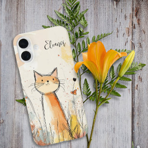 Anbetungswürdige orange Katze Illustration Persona iPhone 16 Plus Hülle
