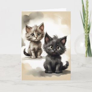 Anbetungswürdige schwarze und getigerte Katzen Por Karte