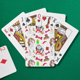 Anbetungswürdige Shih Tzu Weihnachtspattern Spielkarten
