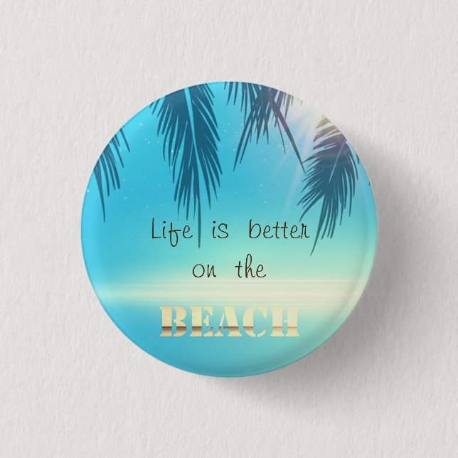 Anbetungswürdige Strandpalmenblätter  Button (Vorderseite)