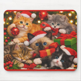 Anbetungswürdige verspielte Weihnachts-Kätzchen-Ma Mousepad