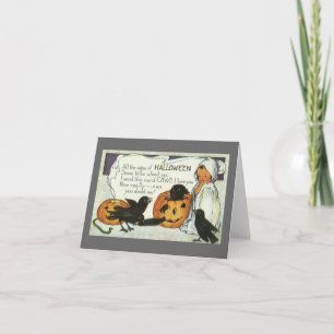 Anbetungswürdige Vintage-Halloween-Notizkarte mit Karte