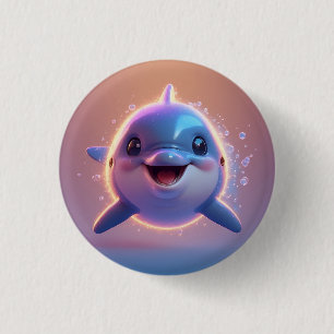 Anbetungswürdiger Cartoon-Delfin Button