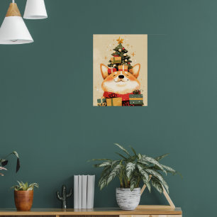 Anbetungswürdiger Corgi mit Weihnachtsgeschenken Poster