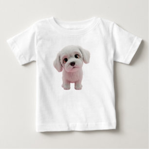 Anbetungswürdiger flauschiger weißer Welpe mit gro Baby T-shirt