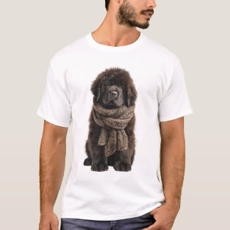 Anbetungswürdiger flauschiger Welpe mit einem gest T-Shirt