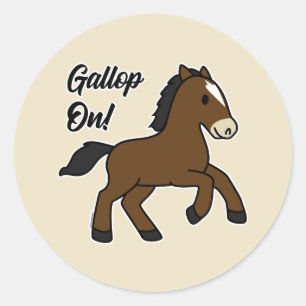 Anbetungswürdiger Galopp! Glückliches Fohlen Kawai Runder Aufkleber