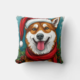 Anbetungswürdiger Hund im Santa-Outfit Kissen