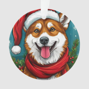 Anbetungswürdiger Hund im Santa-Outfit Ornament