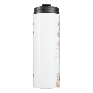 Anbetungswürdiger Kawaii-Pastell-Tierfreunde-Reise Thermosbecher