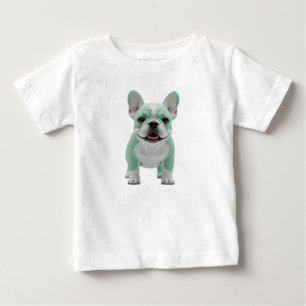 Anbetungswürdiger mintgrüner 3D-Französische-Bulld Baby T-shirt