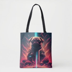 Anbetungswürdiger Mops in futuristischem Roboterko Tasche