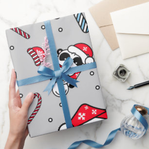 Anbetungswürdiger Panda-Schneemann-Weihnachtsfeier Geschenkpapier