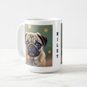 Anbetungswürdiger Pug Nahaufnahme Süßer Hund Per Kaffeetasse