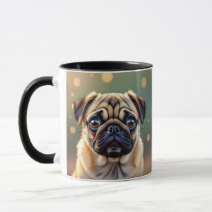 Anbetungswürdiger Pug Nahaufnahme Süßer Hund Per Tasse