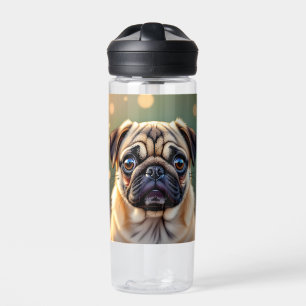 Anbetungswürdiger Pug Nahaufnahme Süßer Hund Per Trinkflasche