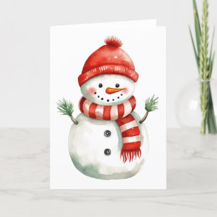 Anbetungswürdiger Weihnachts-Schneemann mit Kiefer Feiertagskarte