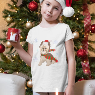 Anbetungswürdiger Weihnachts-Yorkie in Santa-Hut-S T-Shirt
