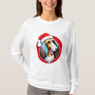 Anbetungswürdiger Weihnachtshund mit Santa-Hut T-Shirt
