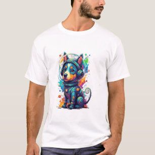 Anbetungswürdiger Weltraumwelpe in einem Retro-Ast T-Shirt