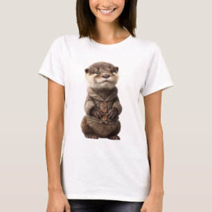 Anbetungswürdiges Baby Otter in einem gemütlichen  T-Shirt