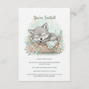 Anbetungswürdiges, flauschiges Babywolf-Baby-Showe Einladung