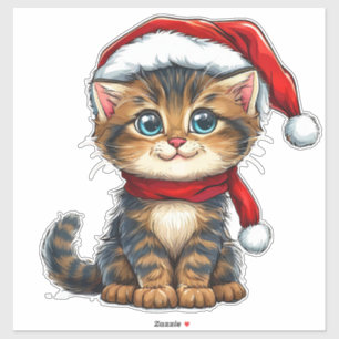 Anbetungswürdiges Weihnachtskitten mit einem Weihn Aufkleber