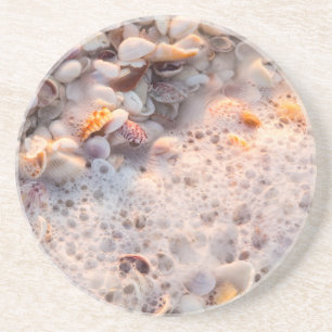 Anbrandende Wellen und Muscheln auf Sanibel Island Sandstein Untersetzer