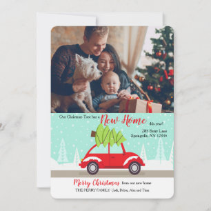 Anbringen der Tree Zuhause Foto Holiday Card Feiertagskarte