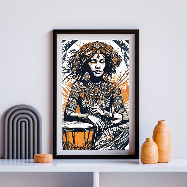 Ancestral Beat - Calm Drummer - Stammpflanze III Poster (Von Creator hochgeladen)