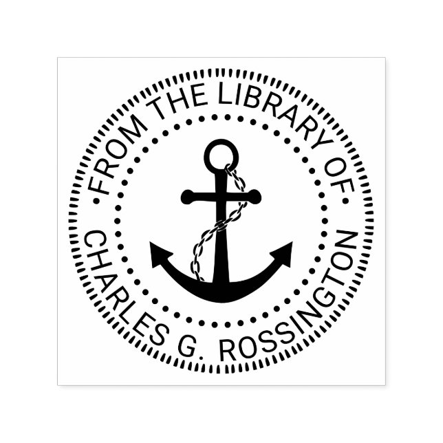 Anchor #3 Nautical Library Book Name Permastempel (Design)