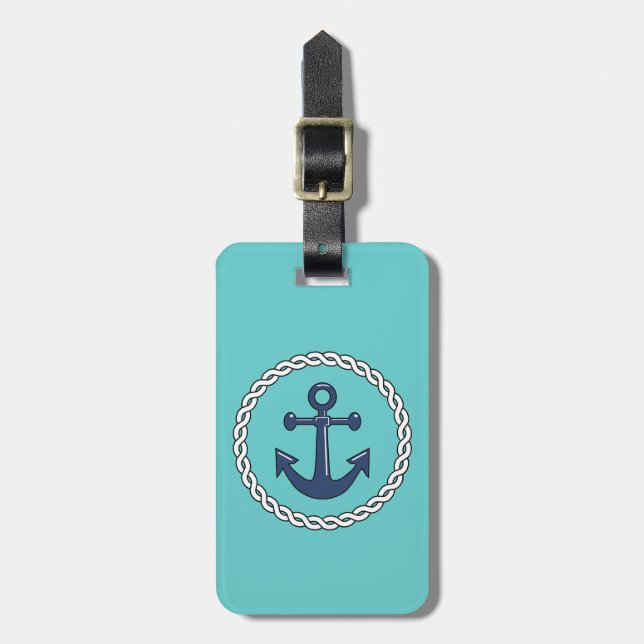 Anchor Aqua Personalisiert Gepäckanhänger (Vorderseite vertikal)