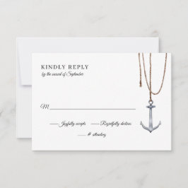 Anchor Away Rope Wedding RSVP Karte