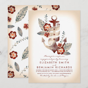 Anchor Beach Nautical Tropical Engagement Party Einladung