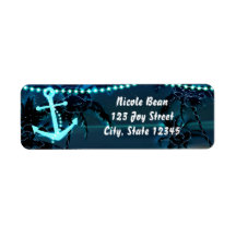 Anchor Beach Palm Trees Einladung Adresse Labels