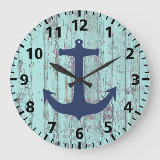 Anchor Beach Shabby Chic Große Wanduhr